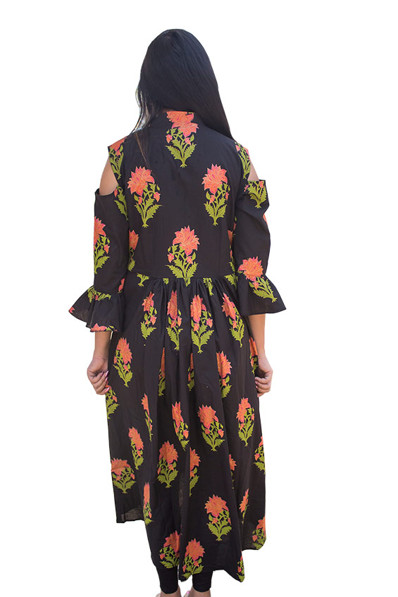 Block Printed Black Cotton Kurti - Image 3