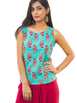 Block Printed Sleeveless Top