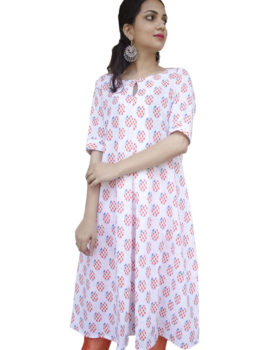 Women's Digital print Kurti (White)