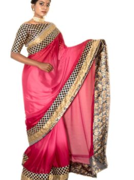 Saree Pink Double Shaded Colour