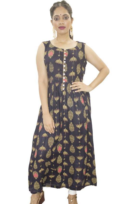 Black Block Printed Kurti – K n Dress : Online Women Clothing